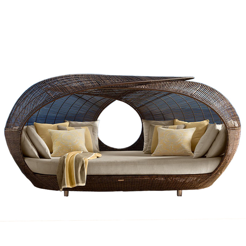 Outdoor Daybed Furniture - Cama de Día de Mimbre Semicircular