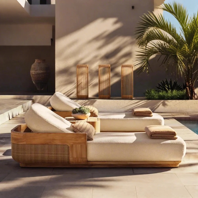 Outdoor Daybed Furniture - Conjunto de Silla y Tumbona para
