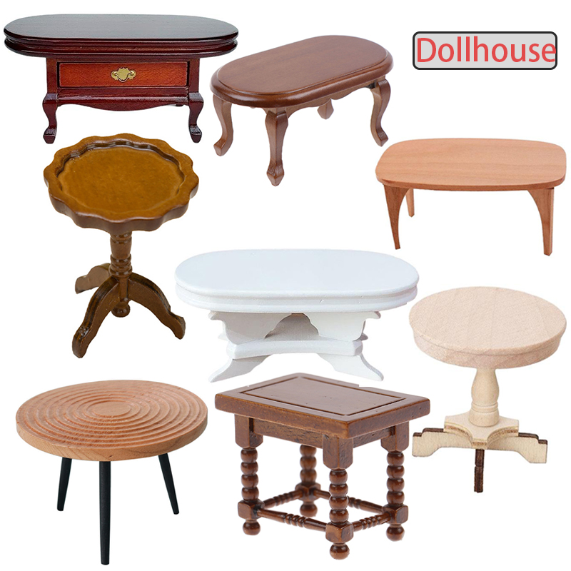 Outdoor Furniture Wood - Mesa redonda en miniatura para casa
