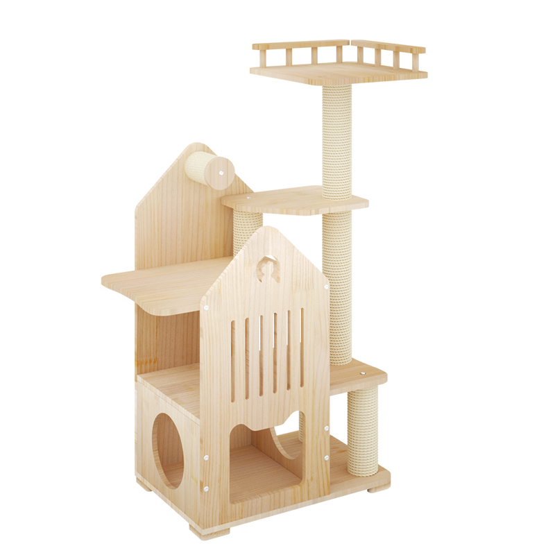 Outdoor Furniture Luxury - Árbol para Gatos de Madera Natural
