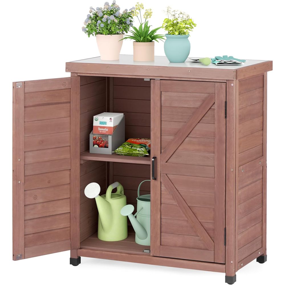 Outdoor Furniture Wood - Mueble de Almacenamiento Exterior y Mesa