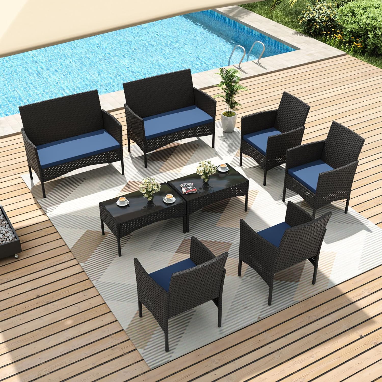 Juego de Muebles de Patio de 8 - Outdoor Furniture Metal Chairs reseña y precio