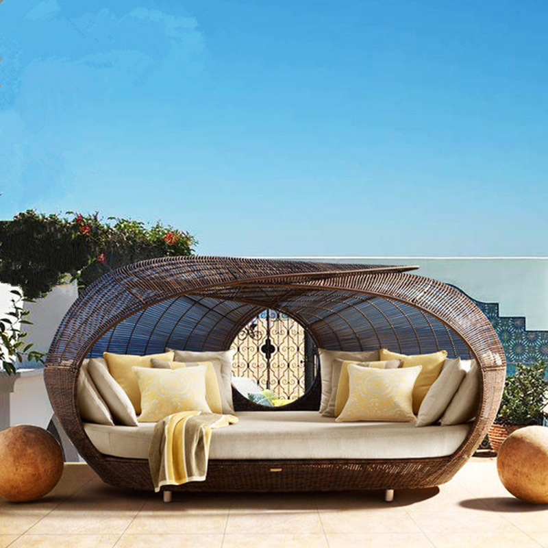 Cama de Día de Mimbre Semicirc - Outdoor Daybed Furniture reseña y precio