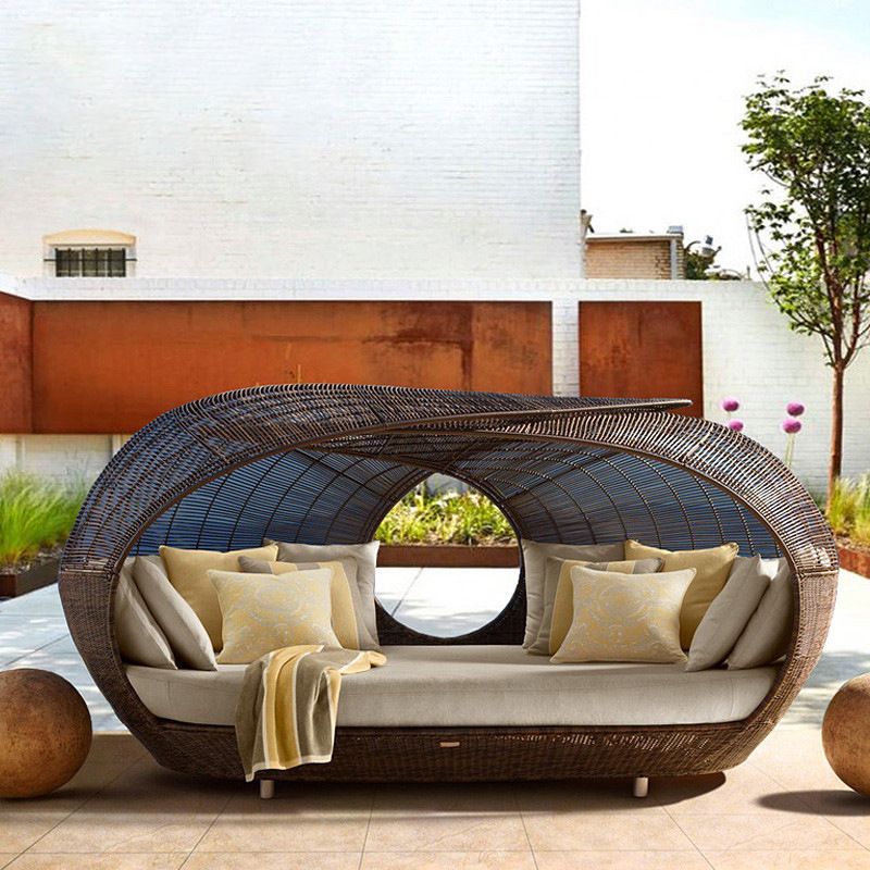 Cama de Día de Mimbre Semicirc - Outdoor Daybed Furniture reseña y precio
