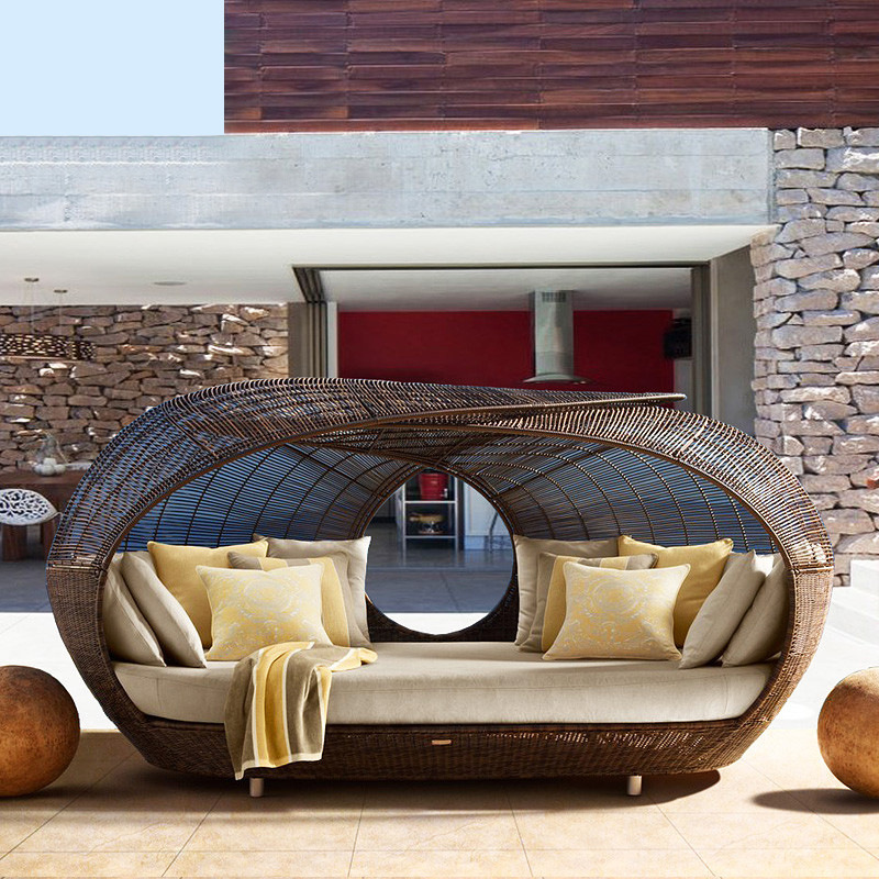 Cama de Día de Mimbre Semicirc - Outdoor Daybed Furniture reseña y precio