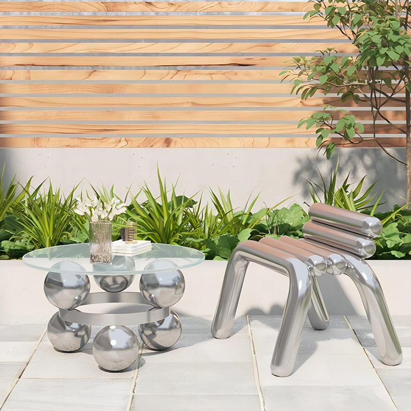 Silla de acero inoxidable, tab - Outdoor Furniture Metal Chairs reseña y precio
