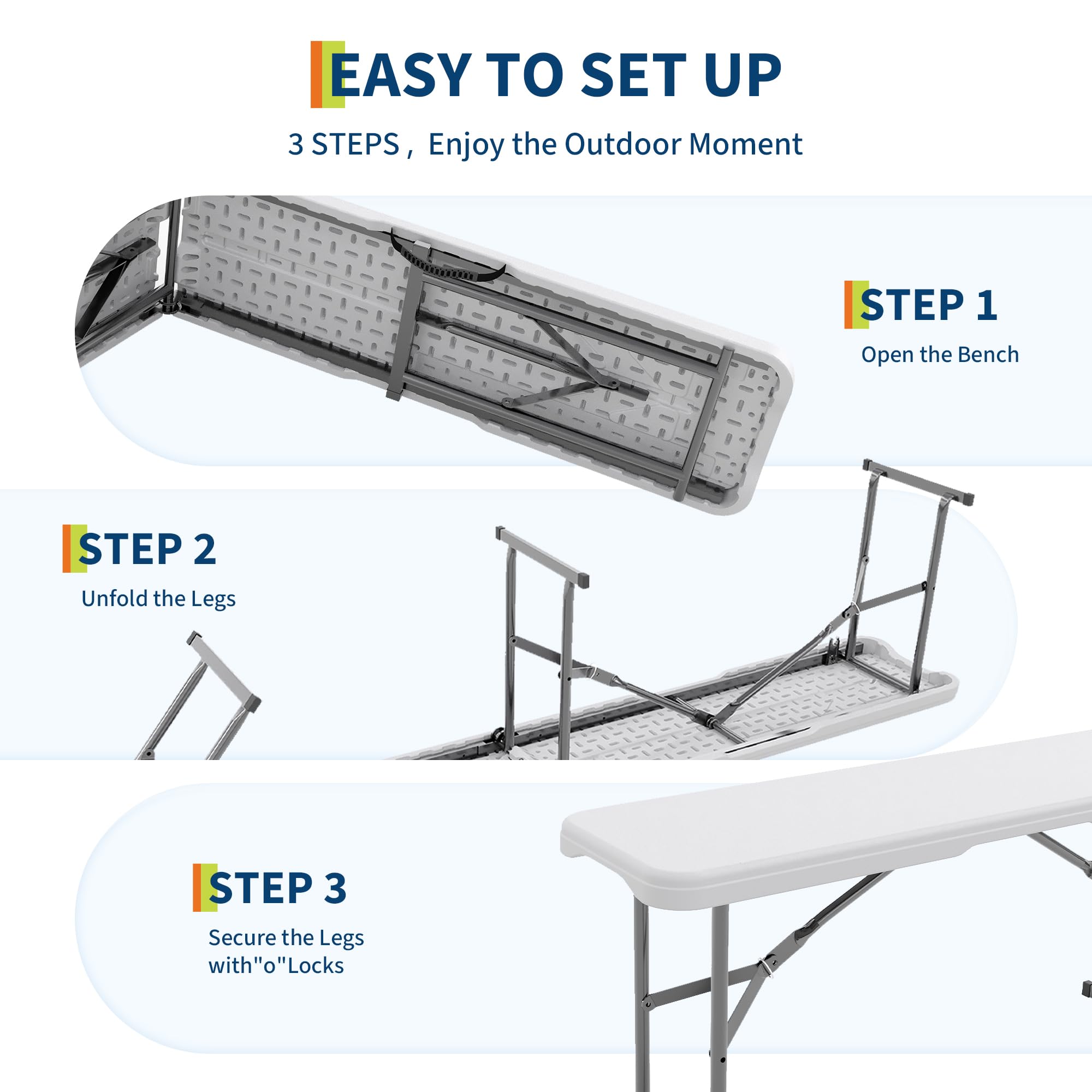 Paquete de 2 bancos plegables  - Outdoor Furniture Diy reseña y precio