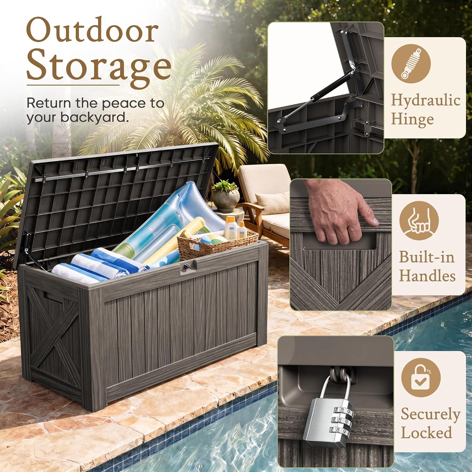 Caja de almacenamiento grande  - Outdoor Furniture Wood reseña y precio