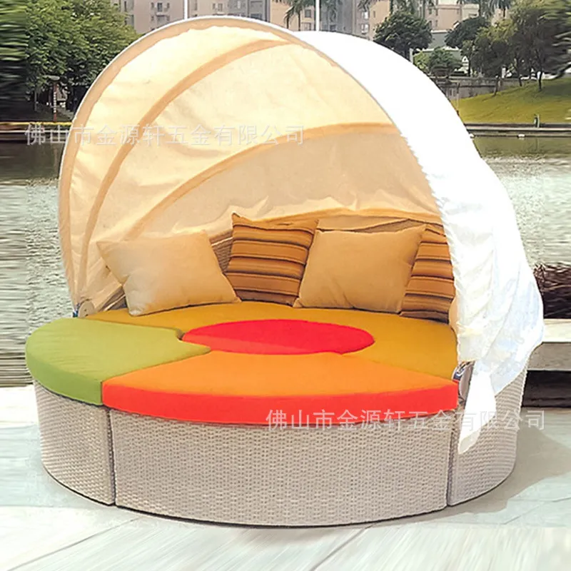 Cama Redonda de Ratán para Ext - Outdoor Daybed Furniture reseña y precio